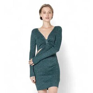 Abercrombie & Fitch Teal Sparkle Knot Front Mini Dress Size Large